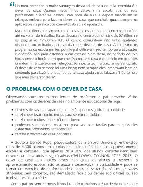 Aprendizagem Invertida para Resolver o Problema do Dever de Casa