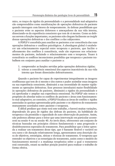 Psicoterapia Dinâmica das Patologias Leves de Personalidade