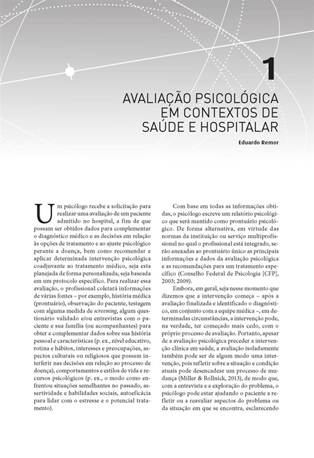 Avaliação Psicológica nos Contextos de Saúde e Hospitalar