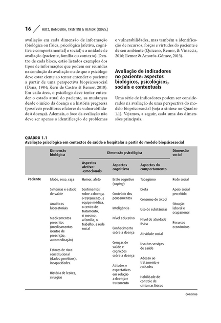 Avaliação Psicológica nos Contextos de Saúde e Hospitalar