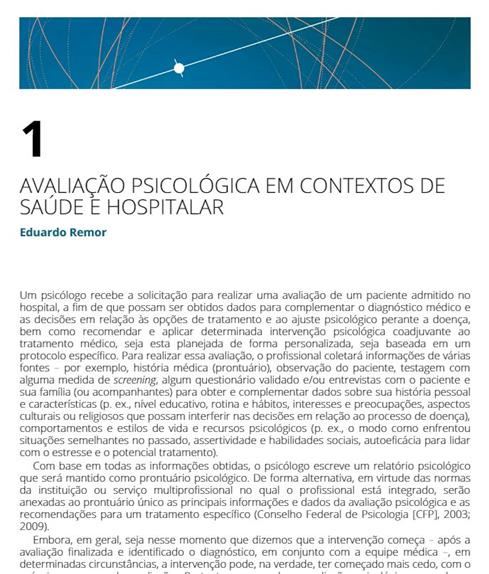 Avaliação Psicológica nos Contextos de Saúde e Hospitalar