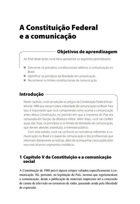 Legislação Aplicada à Comunicação Social - Ênfase em Jornalismo