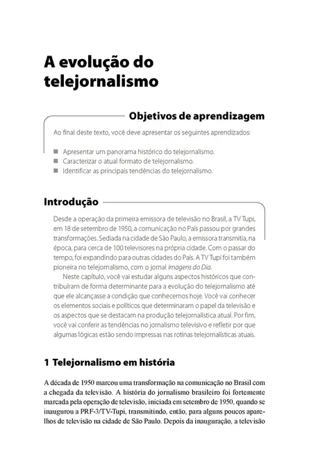 Estudos Avançados em Telejornalismo e Audiovisual