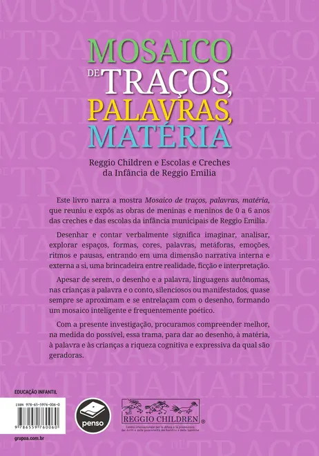 Mosaico de traços, palavras, matéria