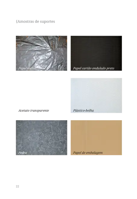 Mosaico de traços, palavras, matéria