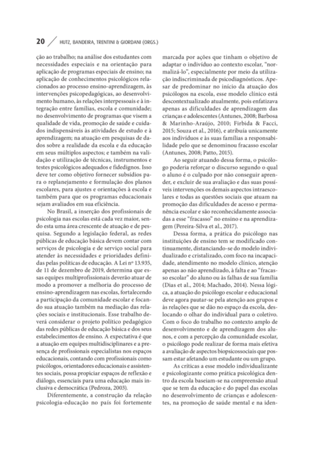 Avaliação psicológica no contexto escolar e educacional