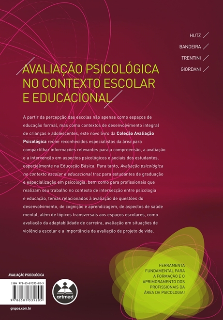 Avaliação psicológica no contexto escolar e educacional