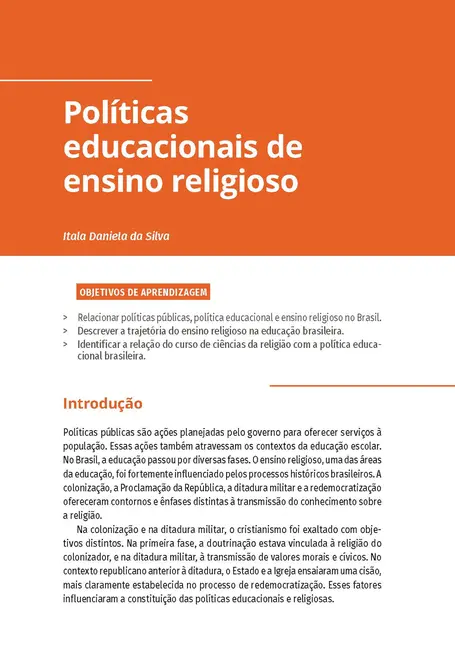 Políticas Educacionais e Base Nacional Comum Curricular de Ensino Religioso