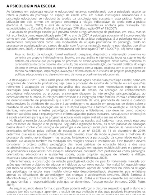 Avaliação psicológica no contexto escolar e educacional