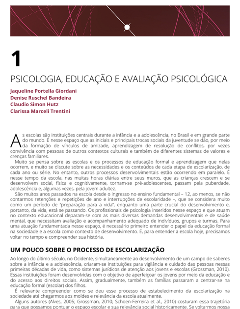 Avaliação psicológica no contexto escolar e educacional