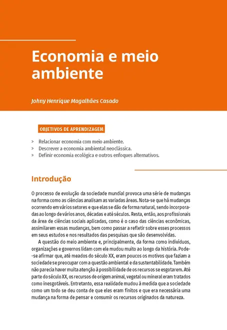 Valoração Ambiental de Serviços Ecossistêmicos