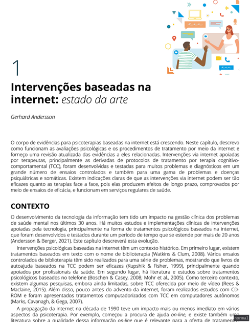 Intervenções on-line e terapias cognitivo-comportamentais