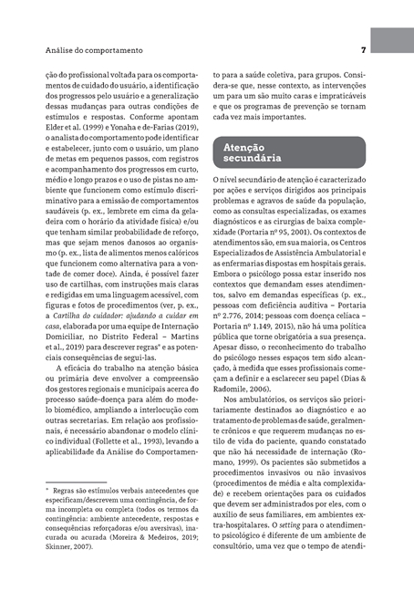 Análise do comportamento aplicada na atenção primária, secundária e terciária à saúde