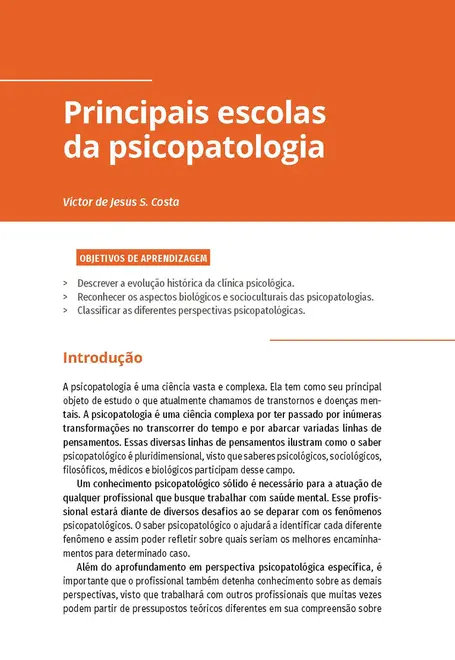Fundamentos das Psicopatologias e do Psicodiagnóstico