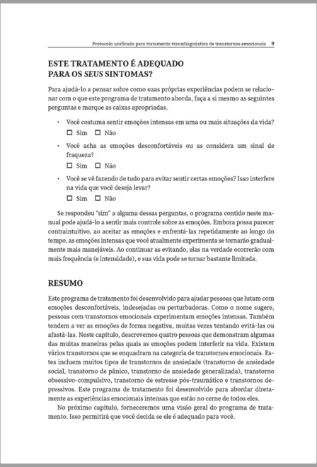 Protocolo Unificado para Tratamento Transdiagnóstico de Transtornos Emocionais