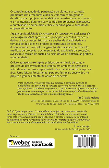 Projeto da durabilidade de estruturas de concreto em ambientes de severa agressividade