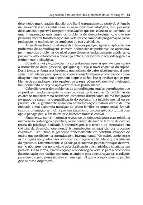 Diagnóstico e Tratamento dos Problemas de Aprendizagem