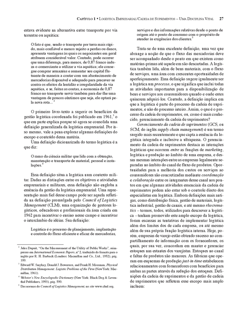 Gerenciamento da Cadeia de Suprimentos/Logística Empresarial