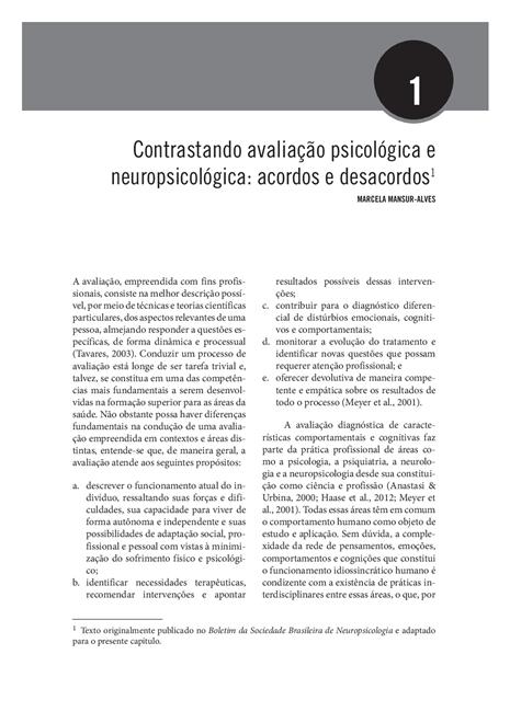 Avaliação Neuropsicológica