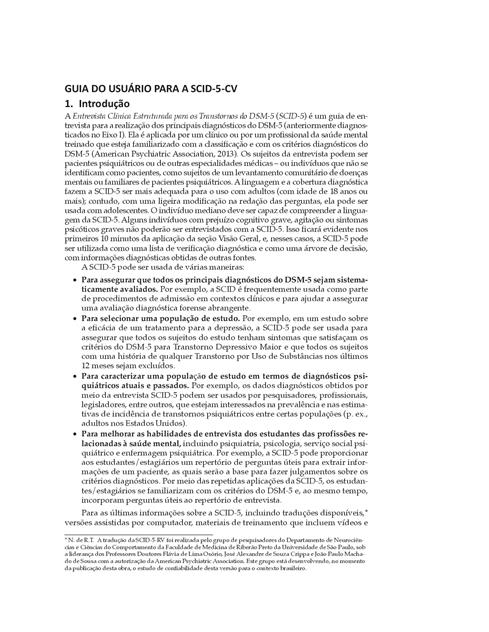 Entrevista Clínica Estruturada para os Transtornos do DSM-5