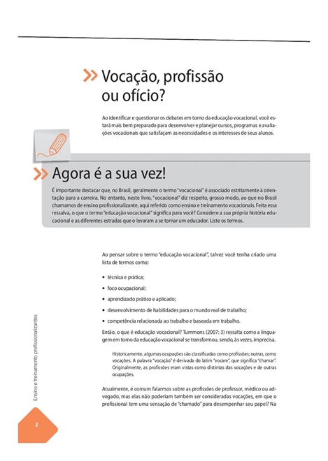 Ensino e Treinamento Profissionalizantes