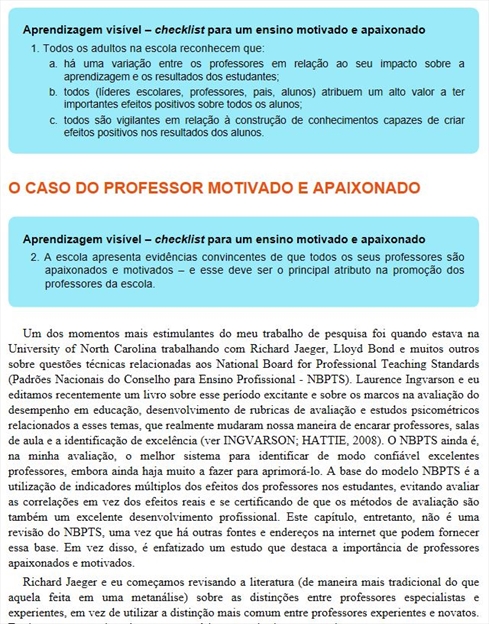 Aprendizagem Visível para Professores