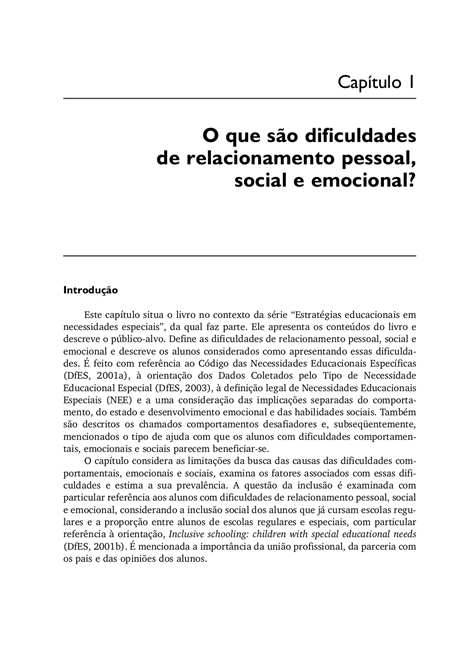 Dificuldades de Relacionamento Pessoal, Social e Emocional