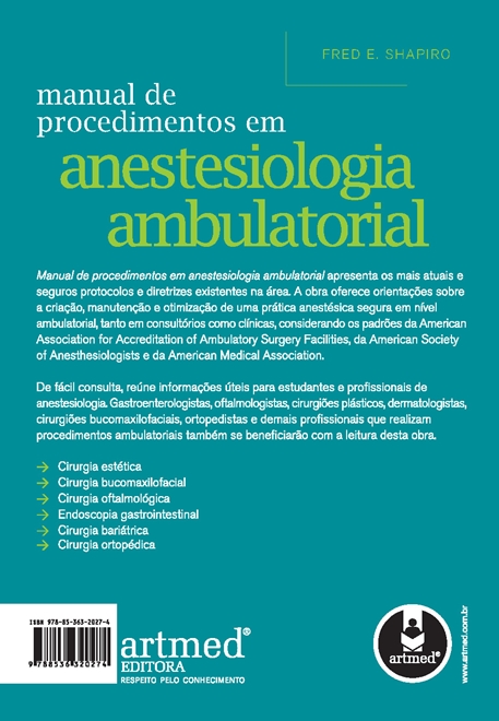 Manual de Procedimentos em Anestesiologia Ambulatorial