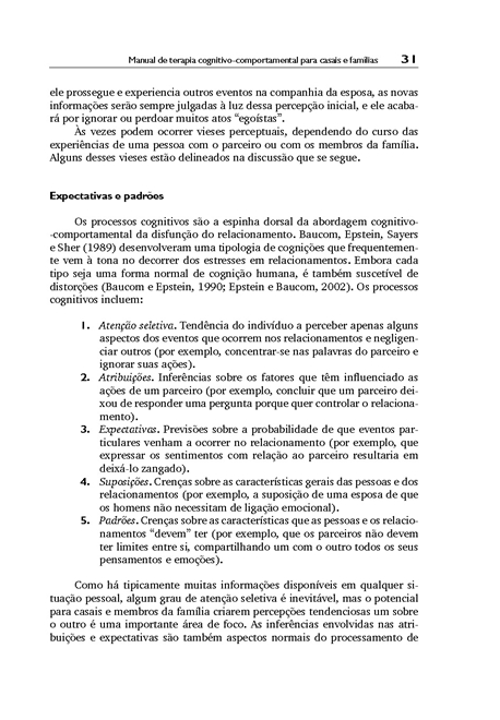 Manual de Terapia Cognitivo-Comportamental para Casais e Famílias