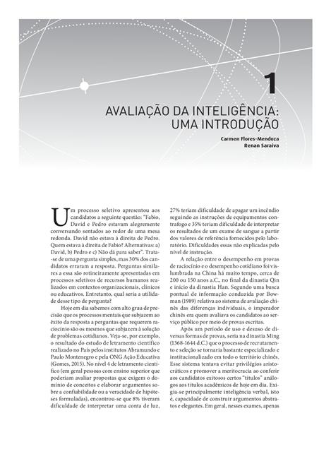 Avaliação Psicológica da Inteligência e da Personalidade