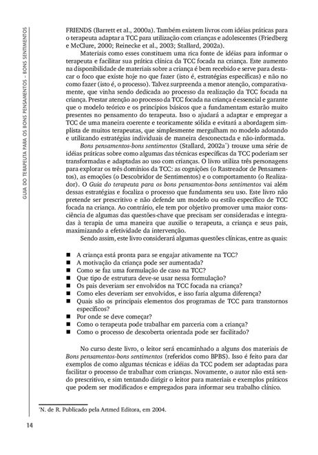 Guia do Terapeuta para os Bons Pensamentos, Bons Sentimentos