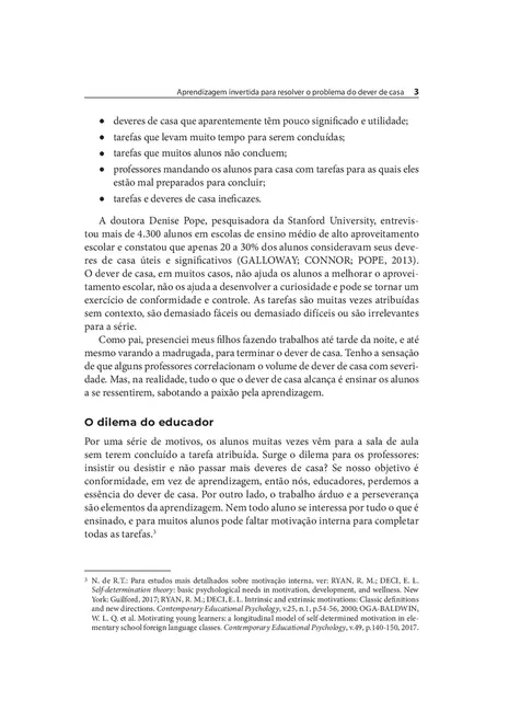 Aprendizagem Invertida para Resolver o Problema do Dever de Casa