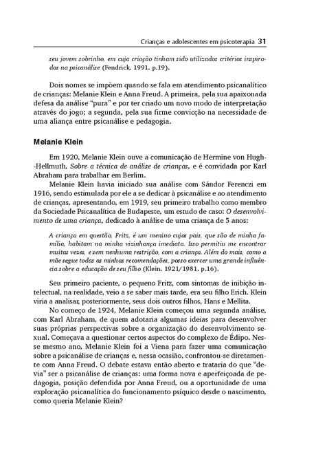 Crianças e Adolescentes em Psicoterapia