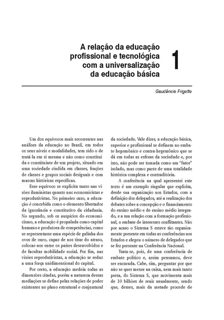 Educação Profissional e Tecnológica no Brasil Contemporâneo
