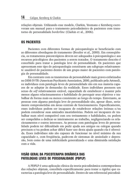 Psicoterapia Dinâmica das Patologias Leves de Personalidade