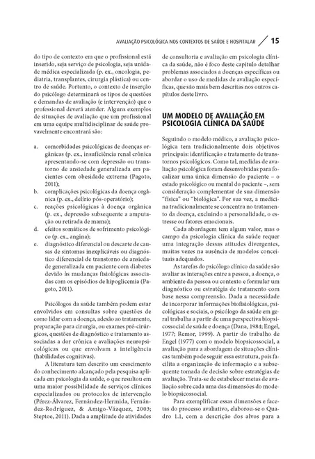 Avaliação Psicológica nos Contextos de Saúde e Hospitalar