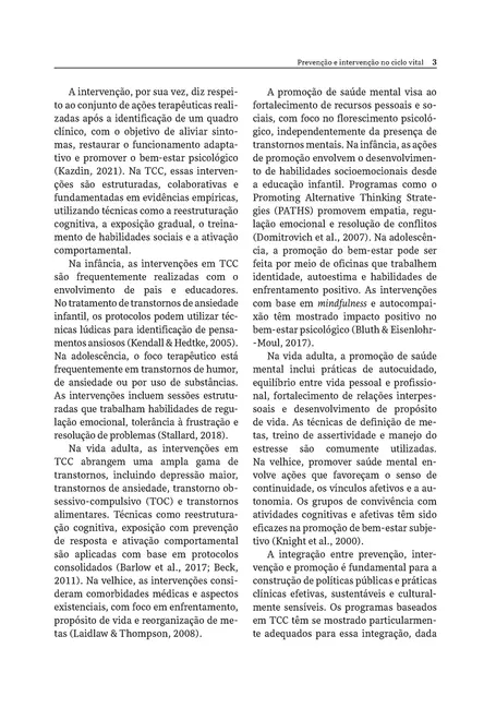 Prevenção e Intervenção no Ciclo Vital