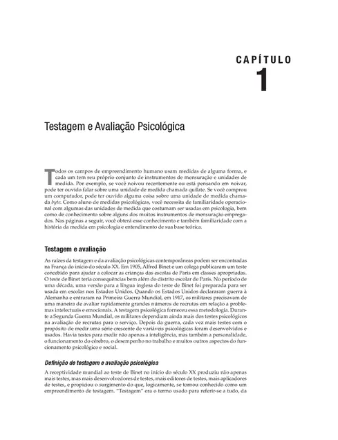 Testagem e Avaliação Psicológica