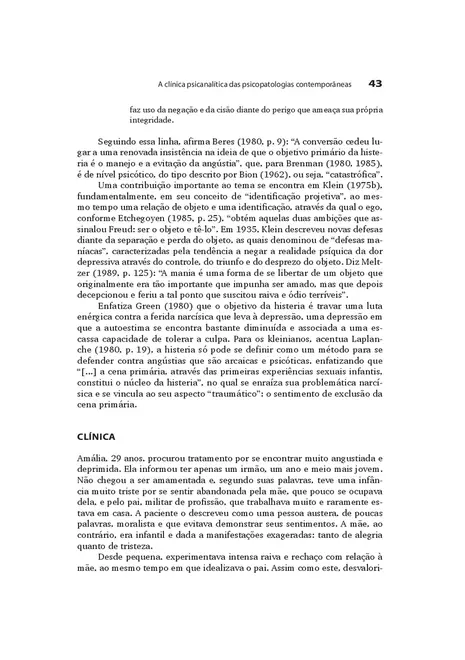 A Clínica Psicanalítica das Psicopatologias Contemporâneas