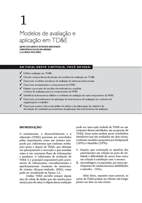 Medidas de Avaliação em Treinamento, Desenvolvimento e Educação