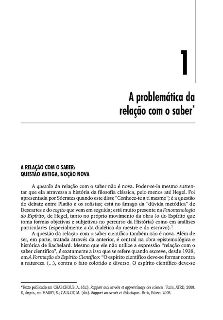 Relação com o Saber, Formação dos Professores e Globalização